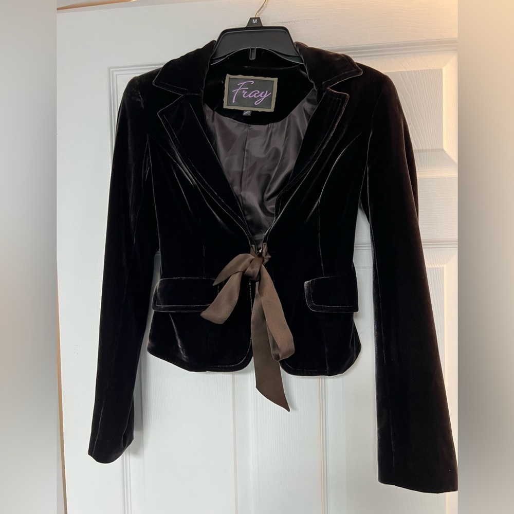 Fay Women's Elegant Black Velvet Blazer with Bow
